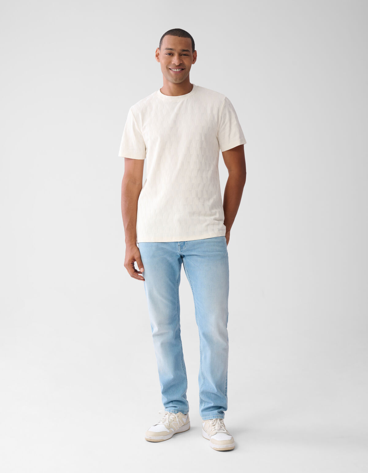 Jacquard T-shirt Off Weiß SHOEBY MEN