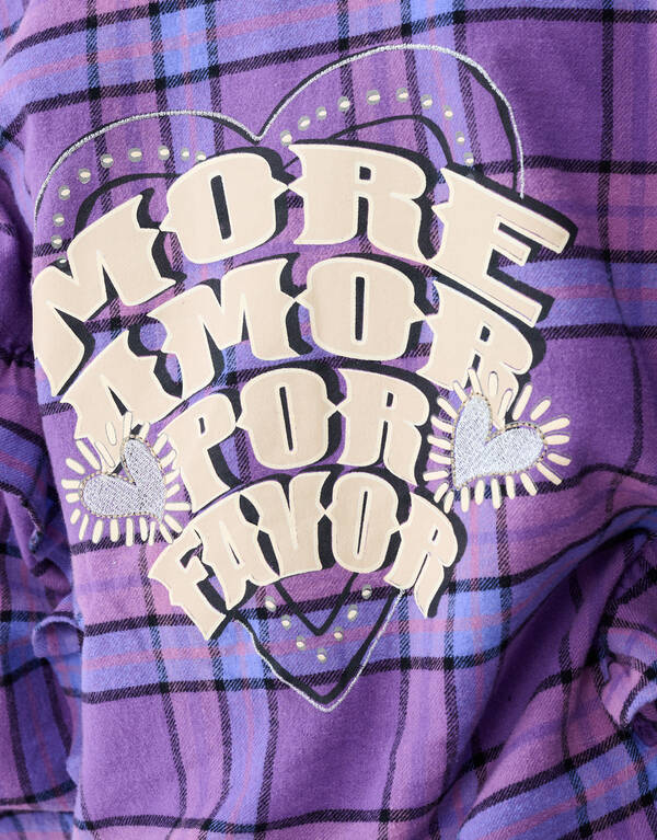 Rüschenbluse mit Karomuster lila SHOEBY GIRLS