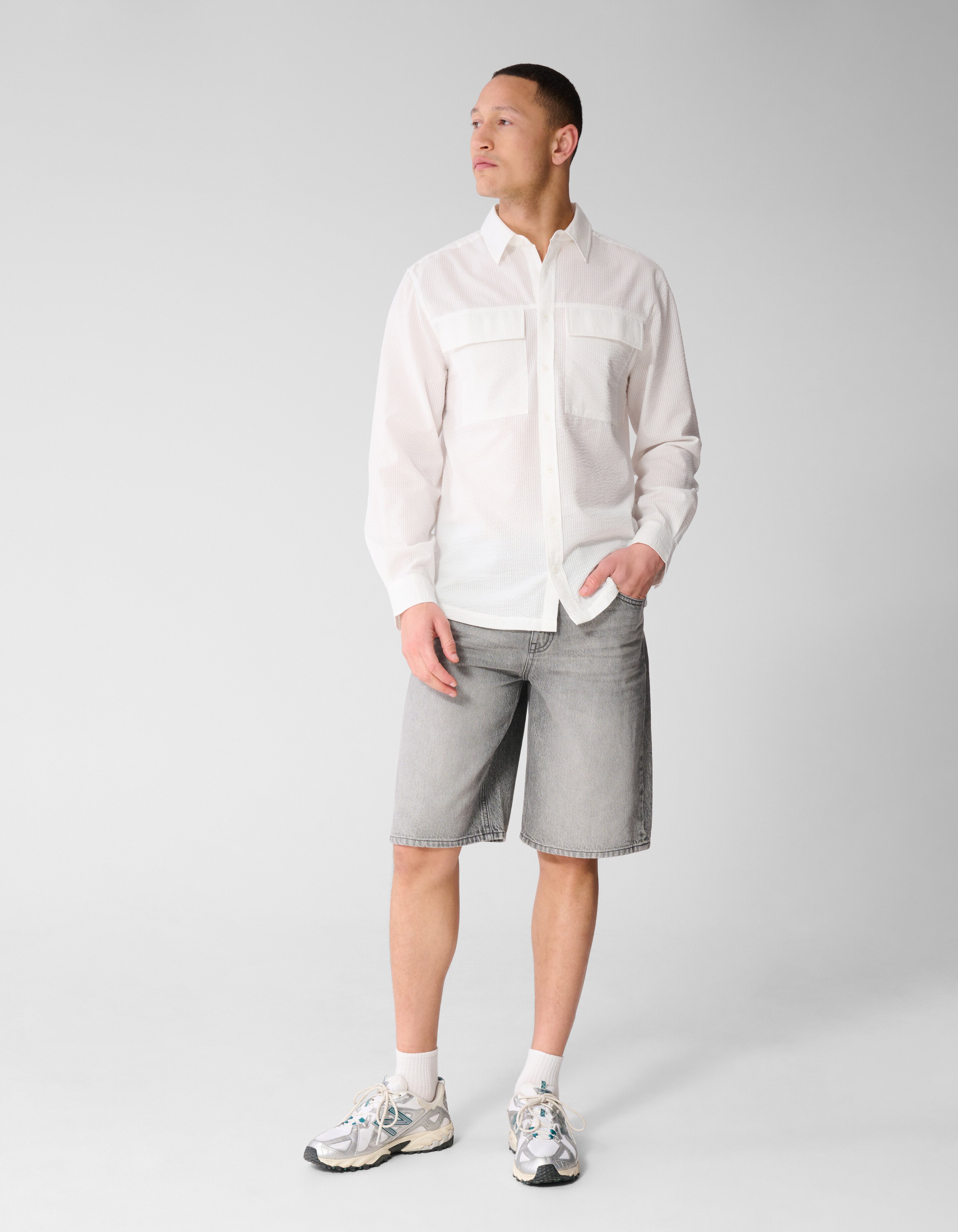 Seersucker Hemd Wei&szlig; SHOEBY MEN