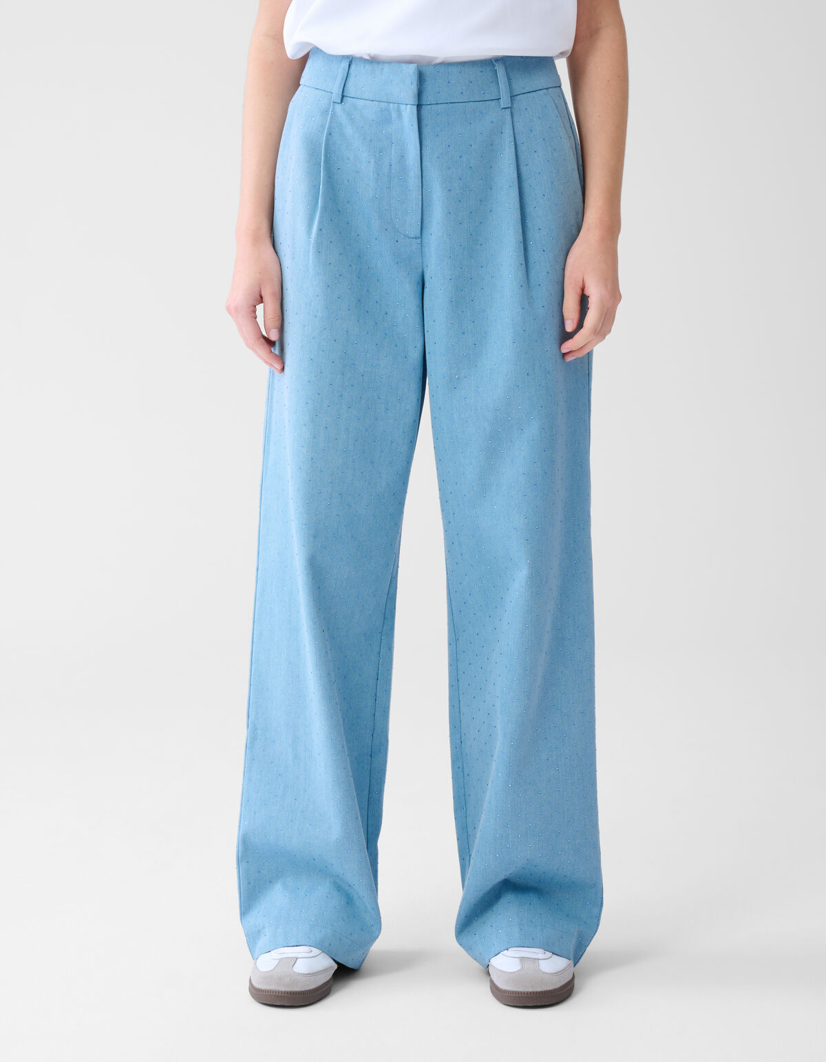 Strass Denim Hose mit weitem Bein Blau SHOEBY WOMEN