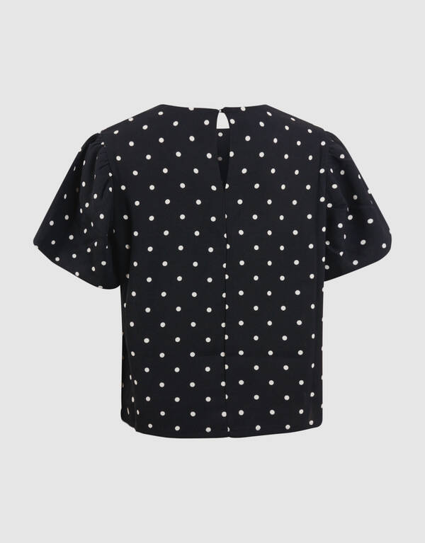 Twist Polkadot Top Schwarz SHOEBY GIRLS