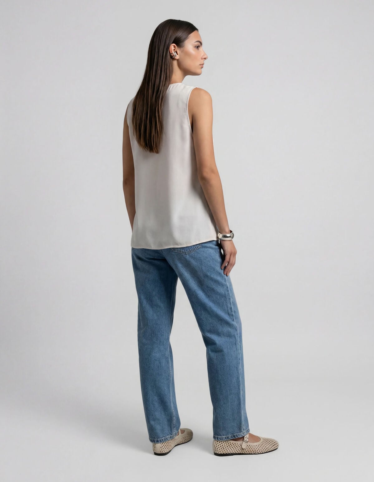 Satin-Top in gebrochenem Wei&szlig; SHOEBY WOMEN