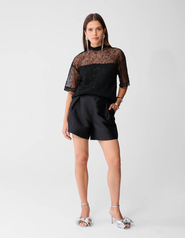 Kanten T-Shirt Schwarz SHOEBY WOMEN