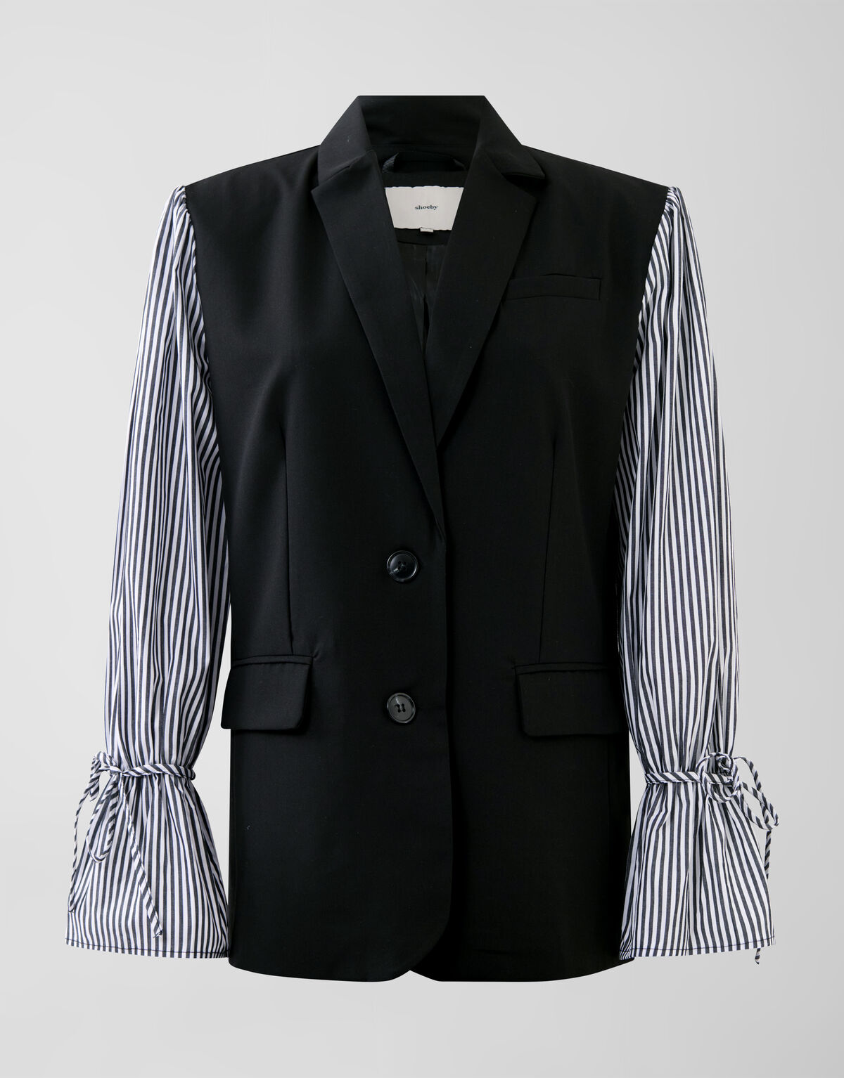 Blazer mit Popeline-&Auml;rmeln Schwarz SHOEBY WOMEN