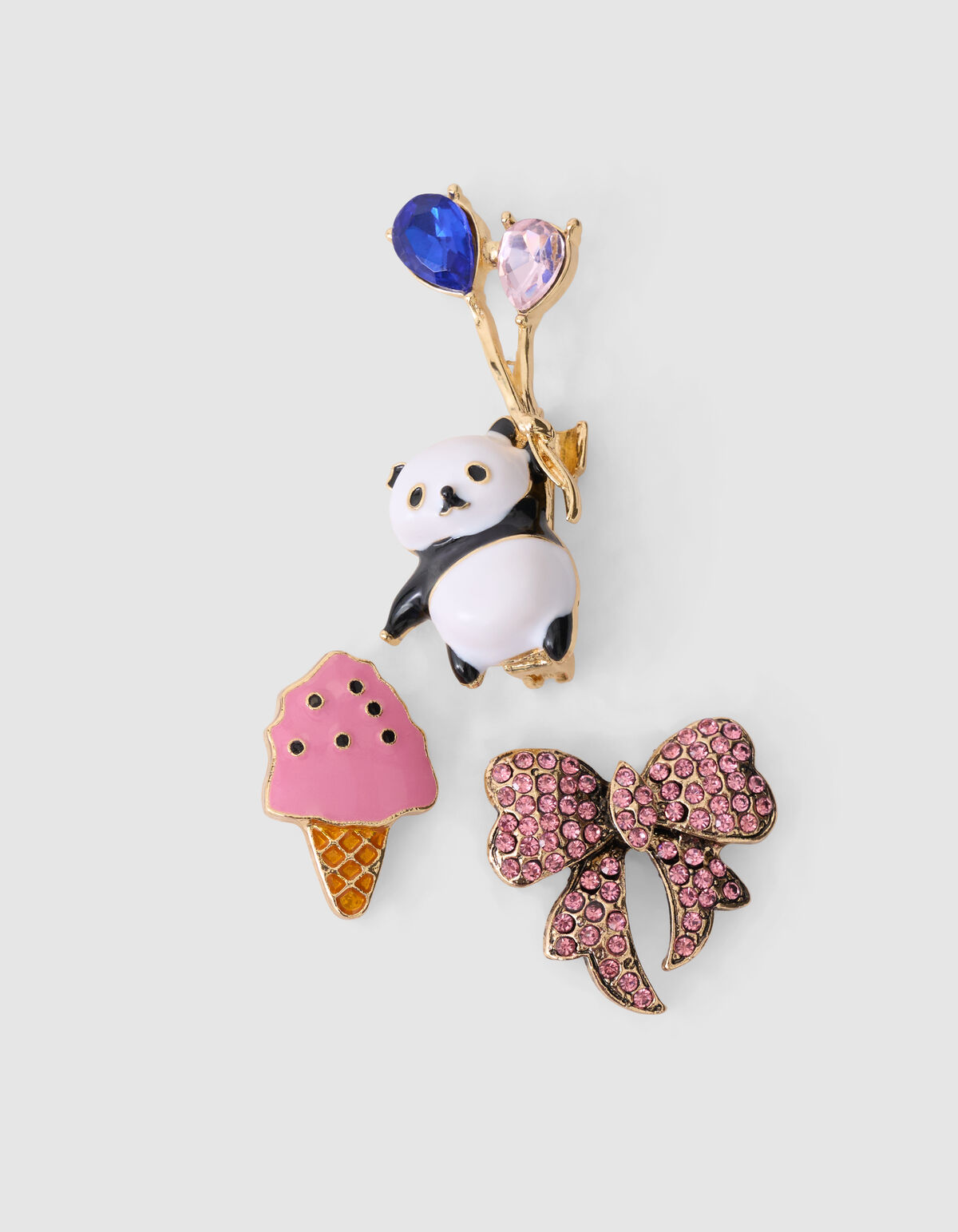 Panda-Strass-Broschen-Set Gold SHOEBY ACCESSOIRES