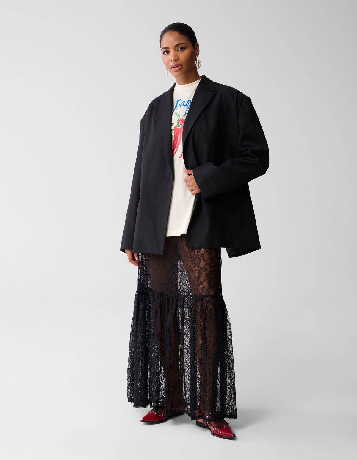 Maxikleid aus Spitze Schwarz SHOEBY WOMEN