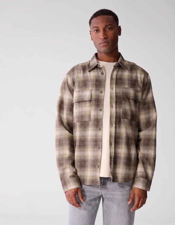 Gr&uuml;nes Overshirt mit Schattenkaromuster SHOEBY MEN