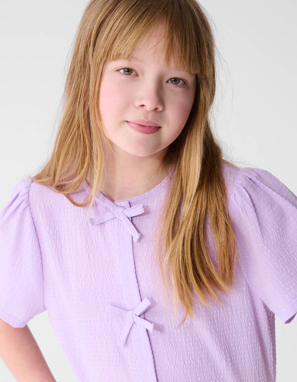 Schleifenstreifen-Bluse Helllila SHOEBY GIRLS