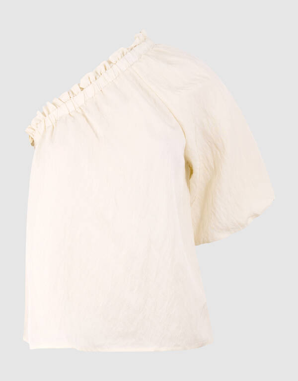 Asymmetrische Twist Puff Top Gebrochen Wei&szlig; SHOEBY WOMEN