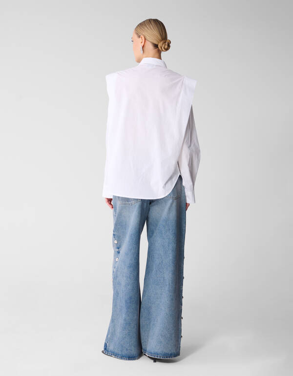 Die Pleat Poplin Bluse Wei&szlig; SHOEBY WOMEN