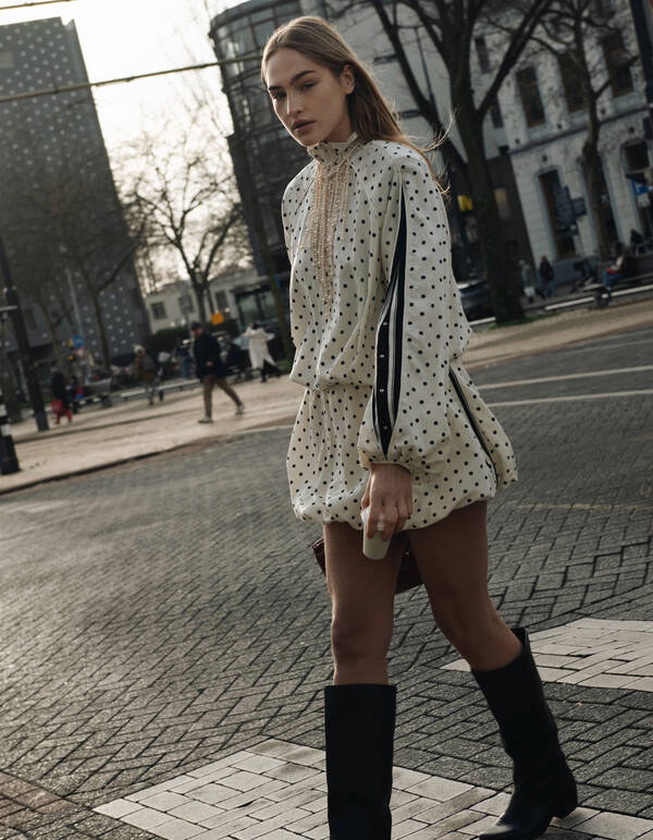 Oversized Polkadot Jack gebrochenes Wei&szlig; SHOEBY WOMEN