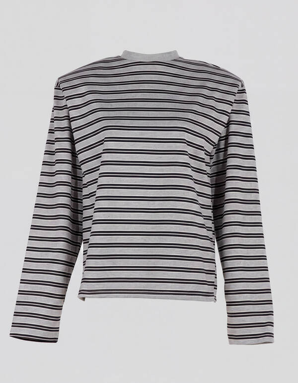 Langarmshirt mit Schulterstreifen Grau/Schwarz SHOEBY WOMEN