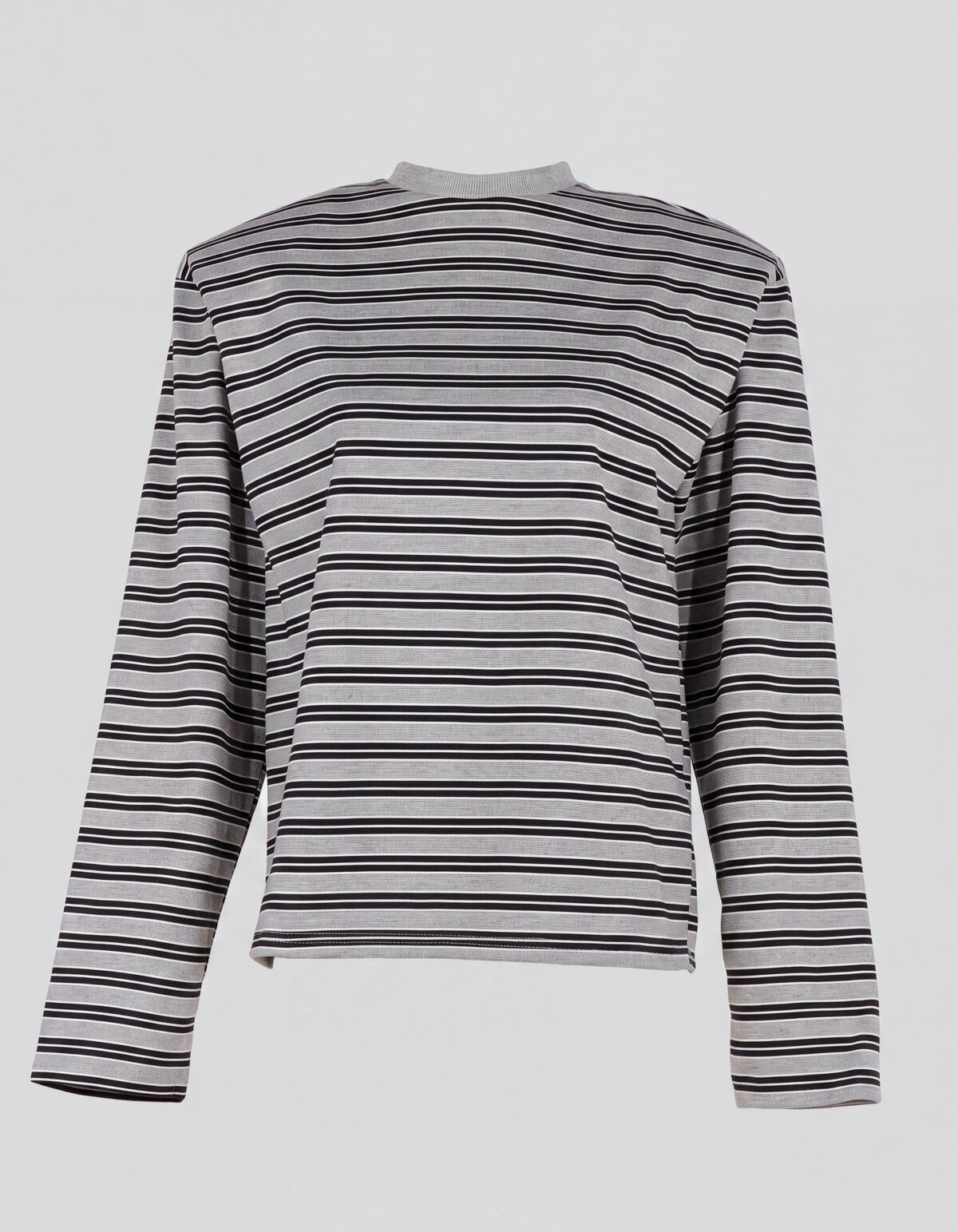 Langarmshirt mit Schulterstreifen Grau/Schwarz SHOEBY WOMEN