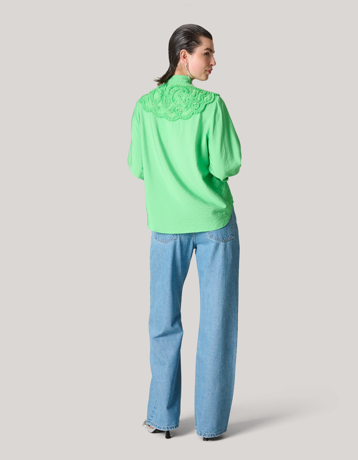 Schleife Strass Bluse Gr&uuml;n SHOEBY WOMEN