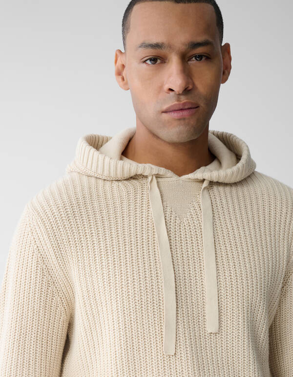 Strick-Hoodie in Off White SHOEBY MEN