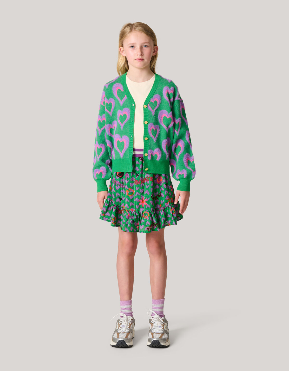 Bedruckte Strickjacke Gr&uuml;n SHOEBY GIRLS