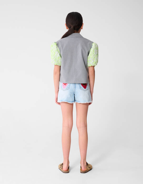 Jacquard Kurzarmblazer Grau SHOEBY GIRLS