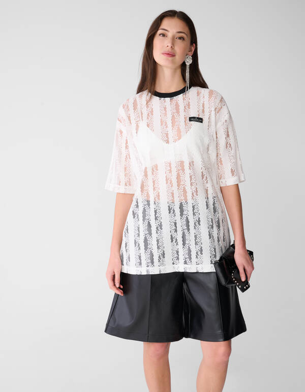 Oversized-T-Shirt mit Spitzenlabel Wei&szlig; SHOEBY WOMEN