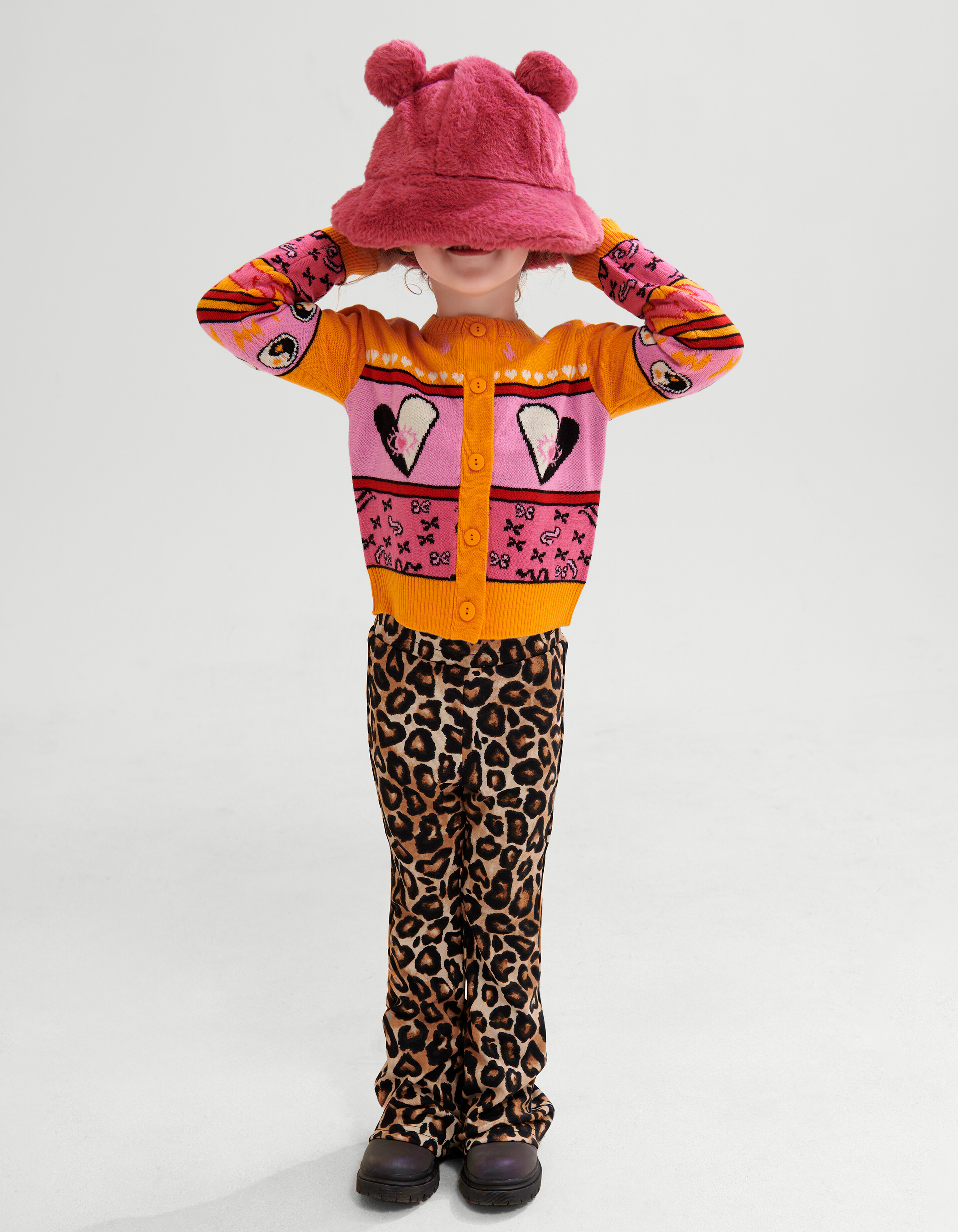 Grafische Strickjacke Orange SHOEBY GIRLS