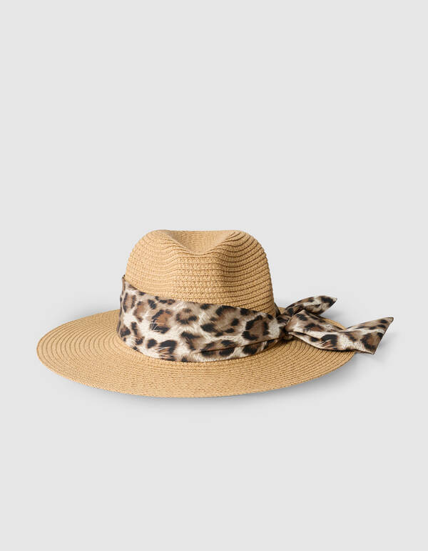 Leopard Schal Hut Hellbraun SHOEBY ACCESSOIRES