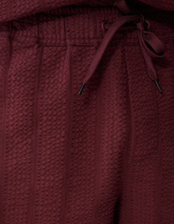 Seersucker-Streifen-Short Dunkelrot SHOEBY MEN