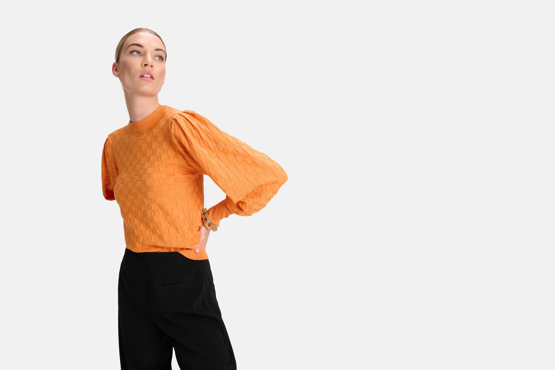 Plaid Print Pullover Orange von Mieke SHOEBY WOMEN