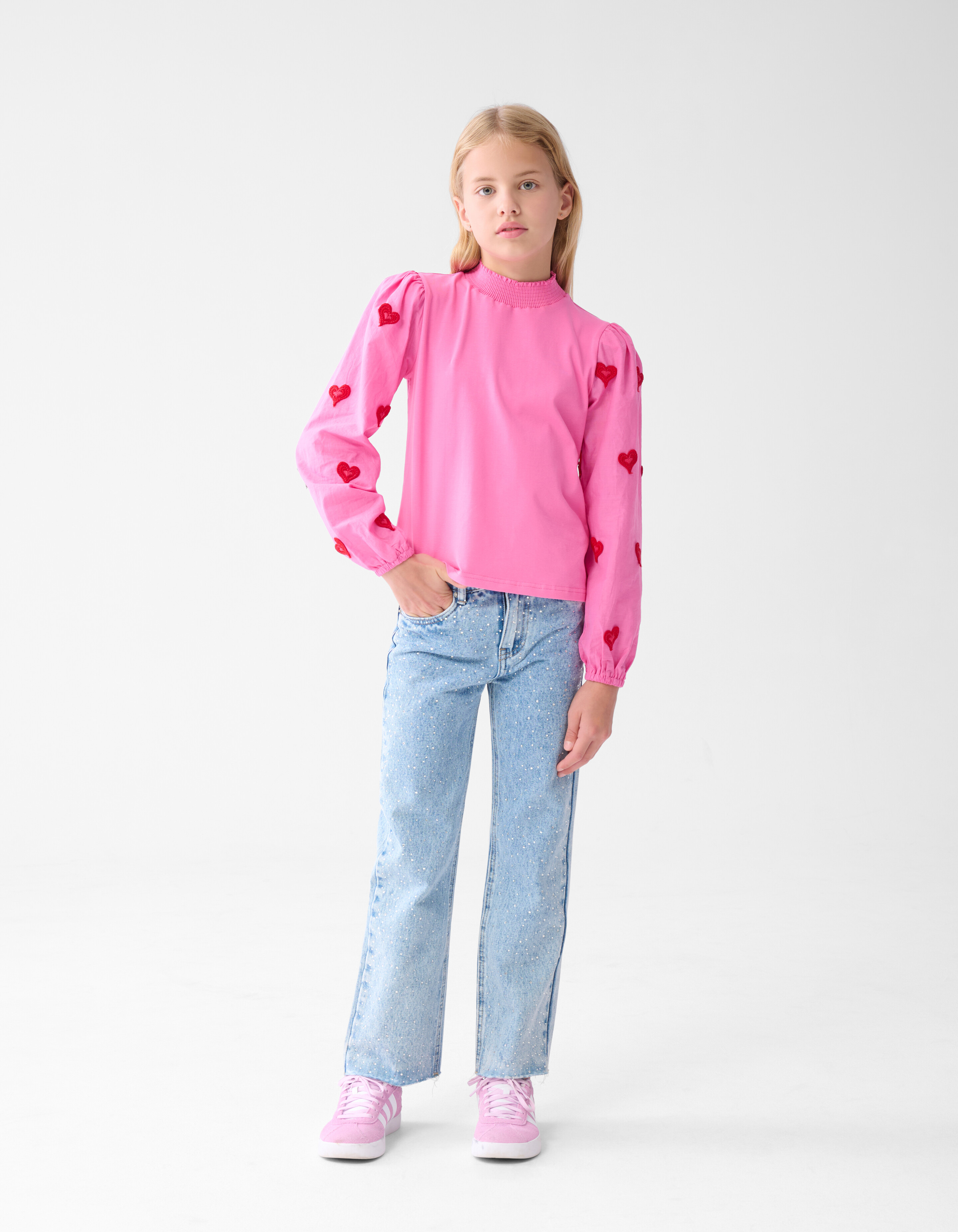 Wide Leg Jeans mit Strasssteinen Mediumstone SHOEBY GIRLS