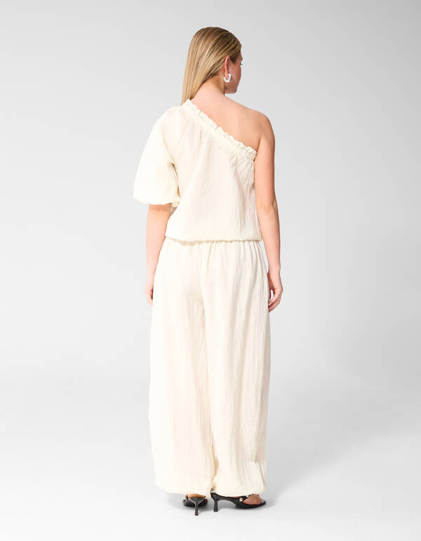 Asymmetrische Twist Puff Top Gebrochen Wei&szlig; SHOEBY WOMEN