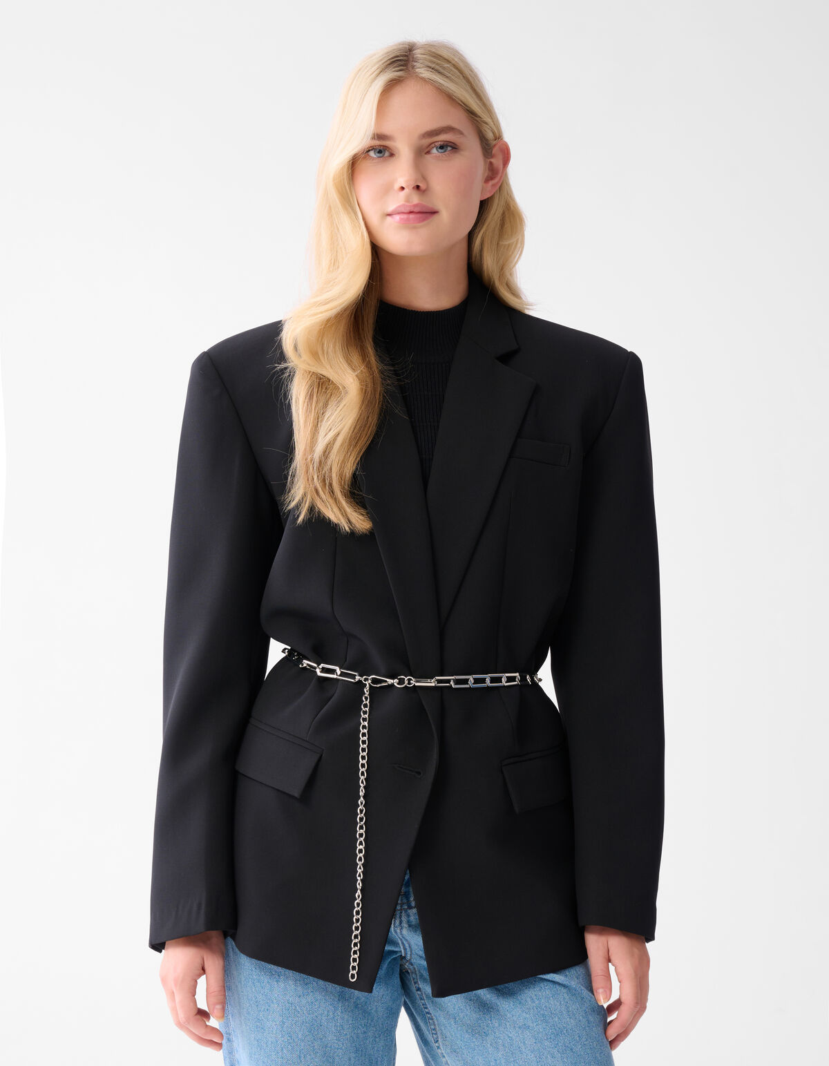 Flacher rechteckiger G&uuml;rtel Silber SHOEBY ACCESSOIRES