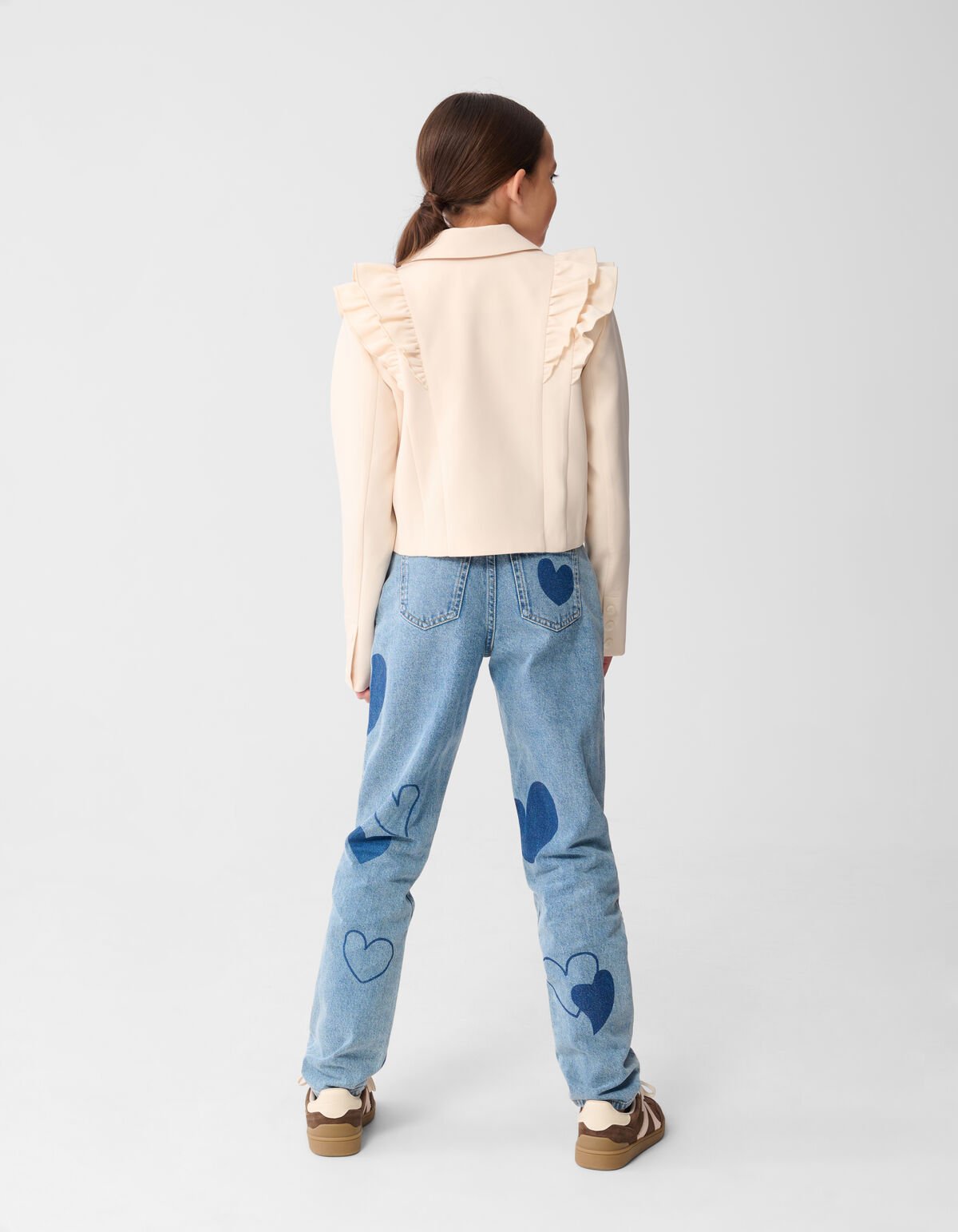 Cropped Ruffle Blazer Lichtgeel SHOEBY GIRLS