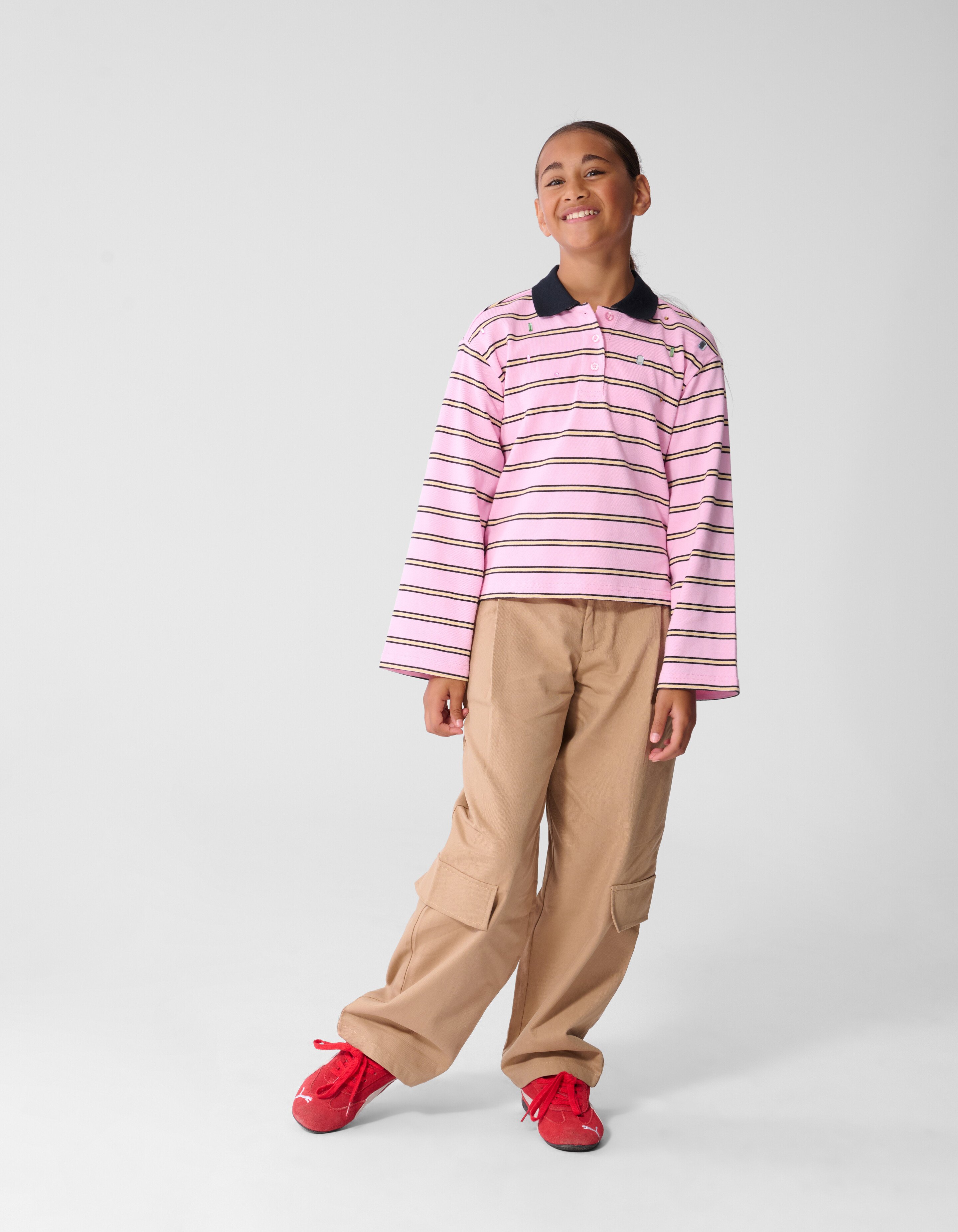 Strass-Polohemd mit langen &Auml;rmeln rosa SHOEBY GIRLS
