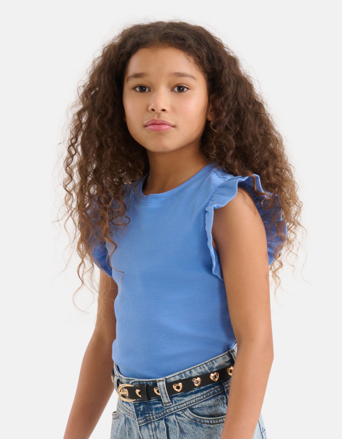Ruffle Rib Top Lichtblauw SHOEBY GIRLS