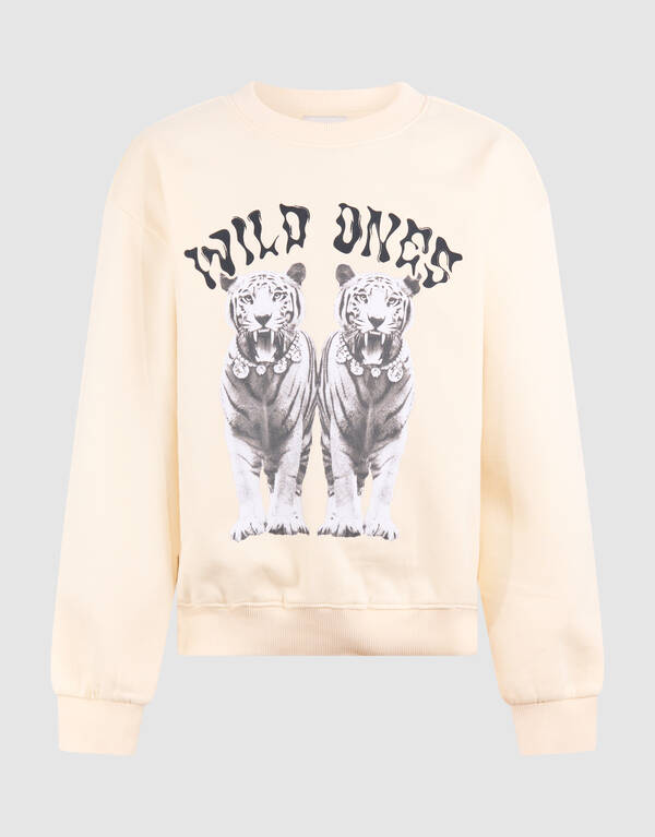 Tiger Kunst Pullover Gebrochen Weiß SHOEBY GIRLS