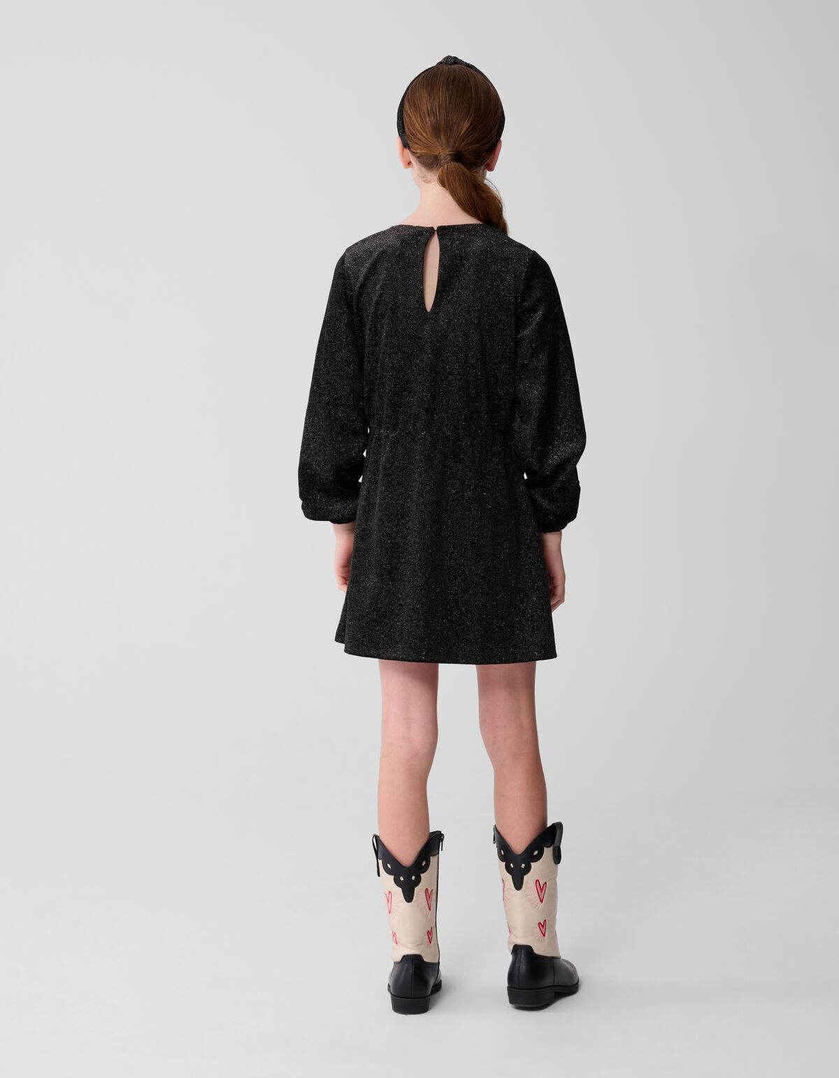 Schwarzes Minikleid aus Samt mit Schleife SHOEBY GIRLS