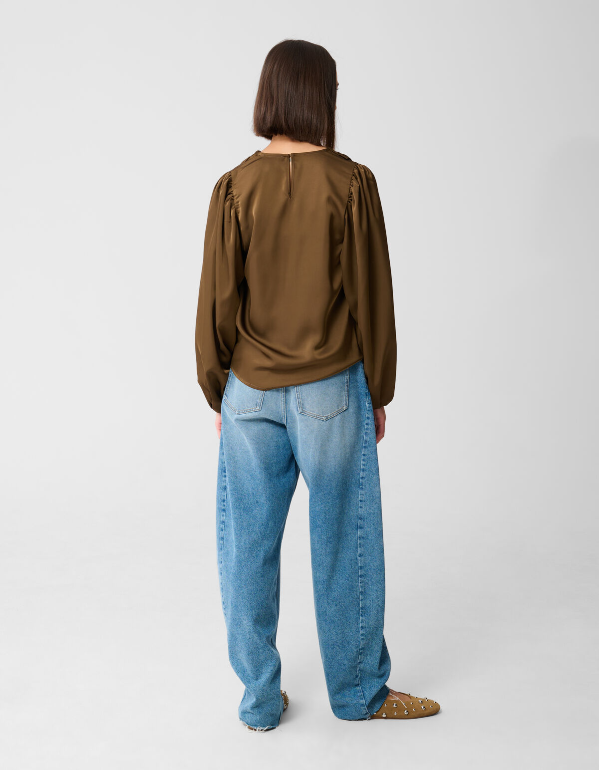 V-hals Blouse Donkergroen SHOEBY WOMEN