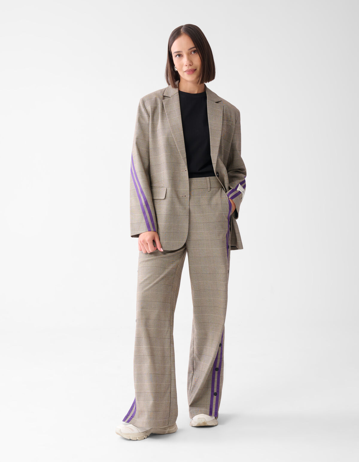 Sportlich Karierte Hose Wide Leg Braun SHOEBY WOMEN