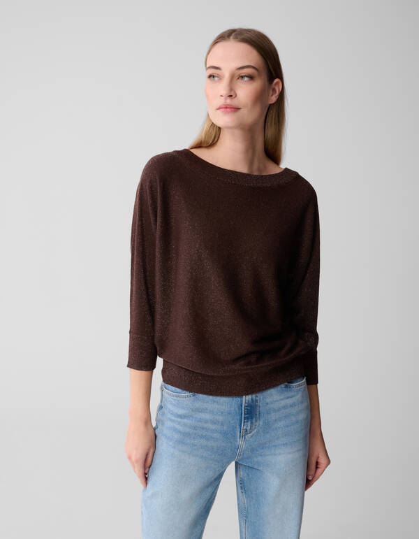 Glitter Fledermaus Pullover Dunkelbraun SHOEBY WOMEN