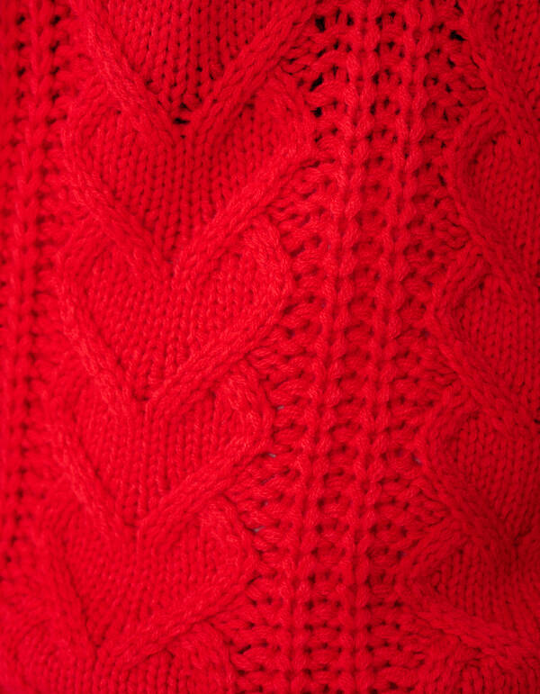 Zopfmusterpullover mit Schleife Rot SHOEBY GIRLS