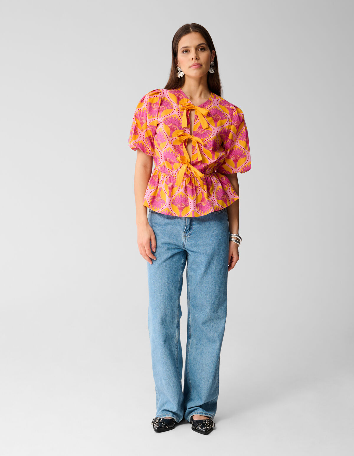 Printed Bow Top Orange SHOEBY WOMEN