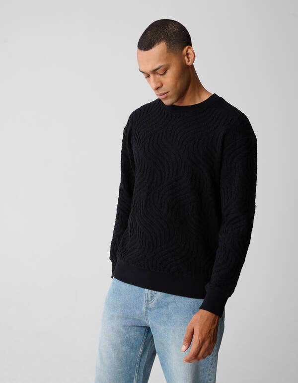 Wellenstruktur Pullover Schwarz SHOEBY MEN