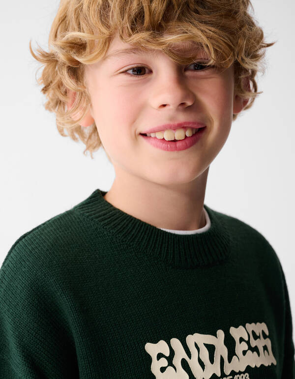 Endloser Strickpullover Dunkelgrün SHOEBY BOYS
