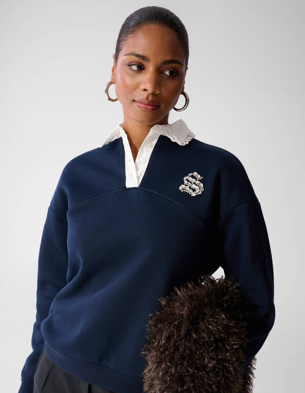 Sporty Polo Sweatshirt Dunkelblau SHOEBY WOMEN