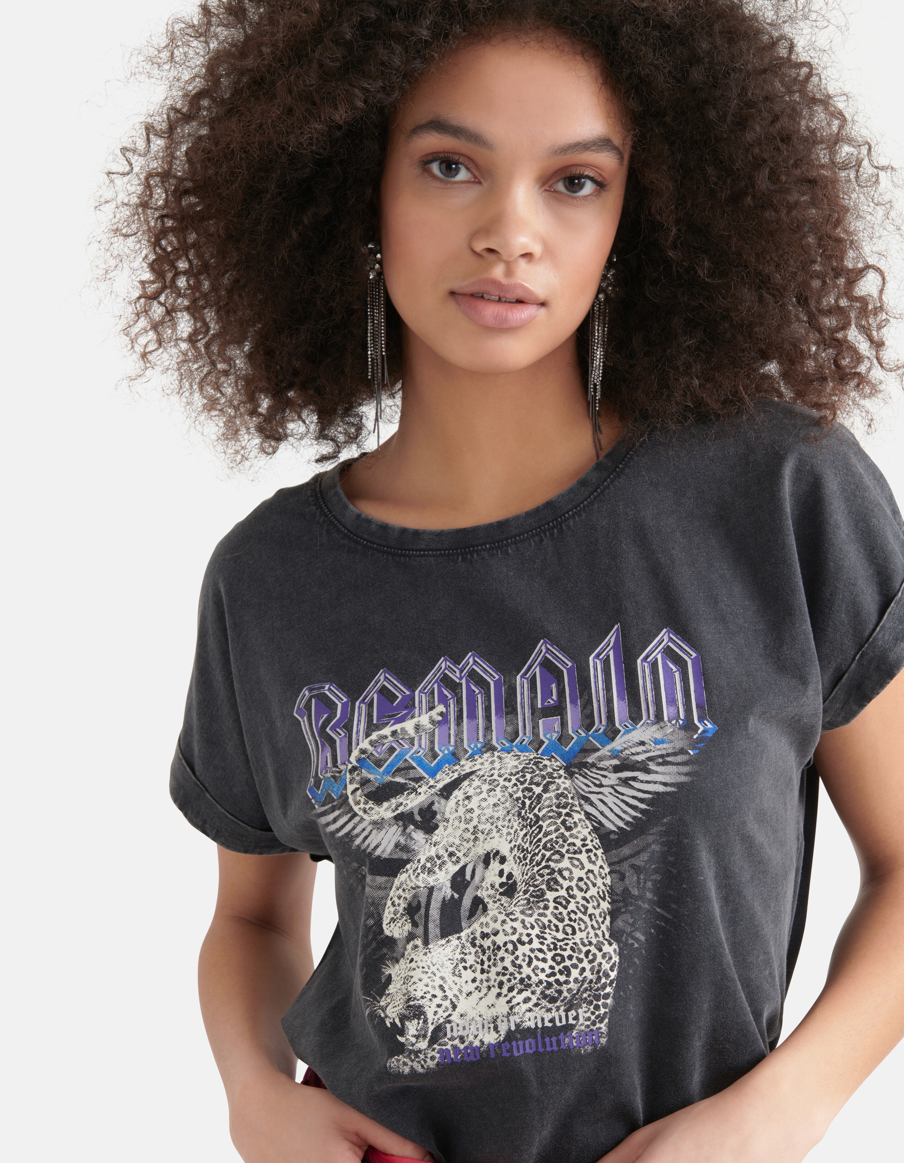 Bedrucktes T-shirt Dunkelgrau SHOEBY WOMEN