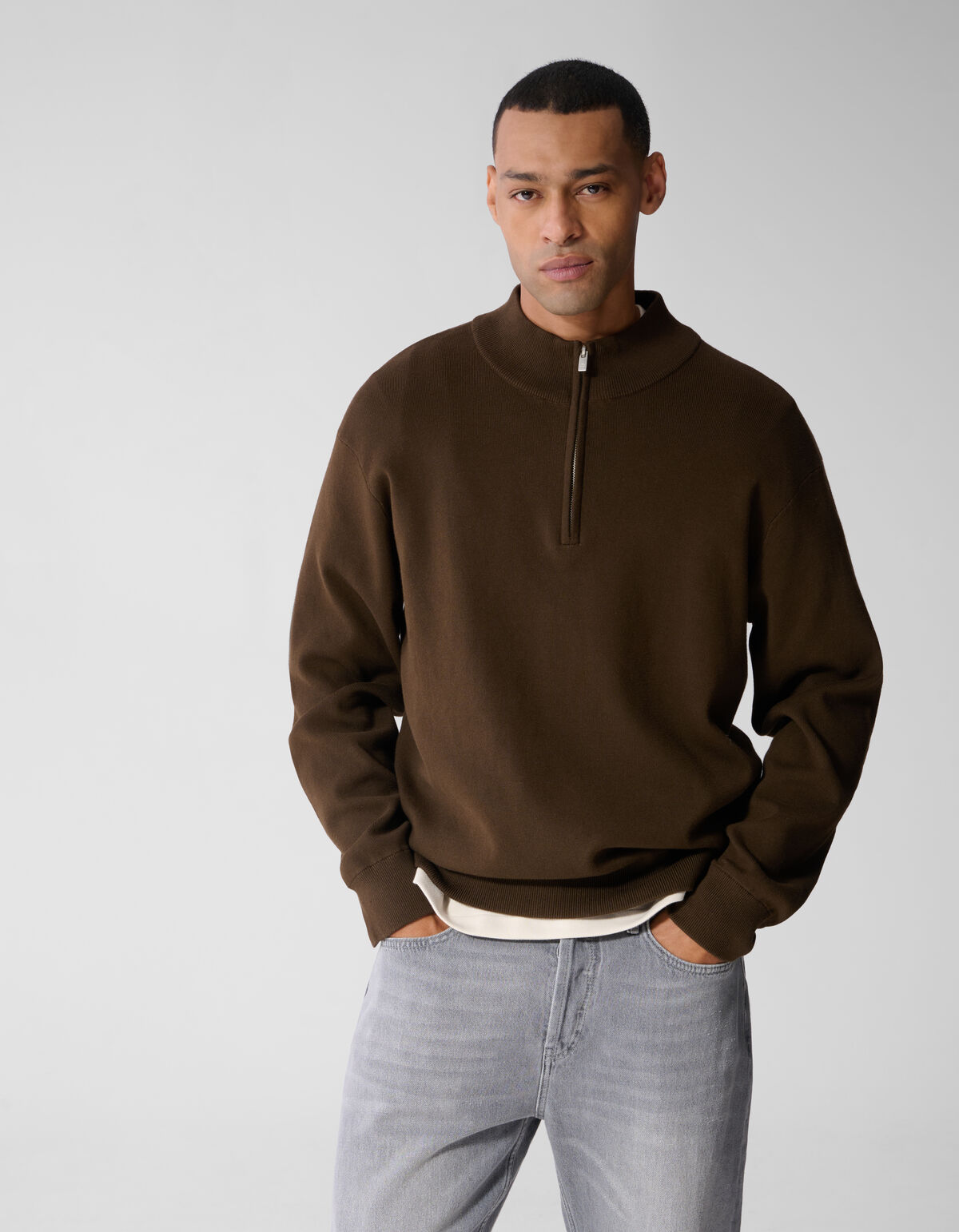 Turtle Half Zip Strickpullover Braun SHOEBY MEN