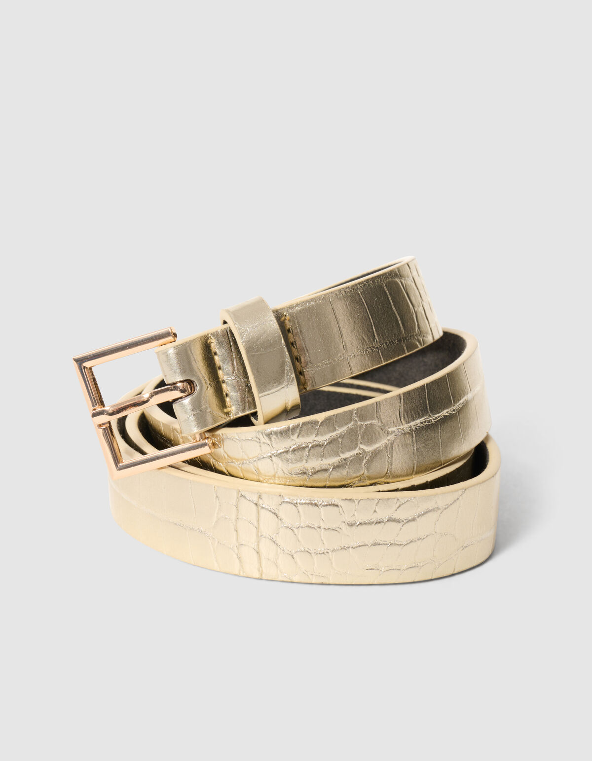 Metallischer Kroko-G&uuml;rtel Gold SHOEBY ACCESSOIRES