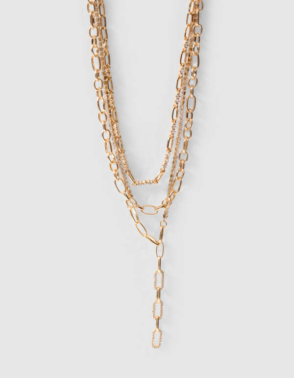 Triple Layer Strass Kette Gold SHOEBY ACCESSOIRES