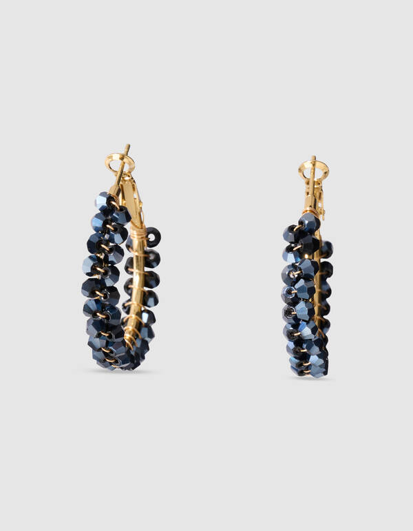 Beaded Hoop Ohrringe Blau/Gold SHOEBY ACCESSOIRES