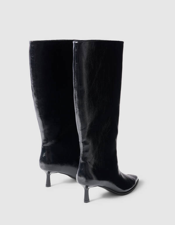 Schwarze, hohe Gl&auml;nzende Stiefel SHOEBY SHOES