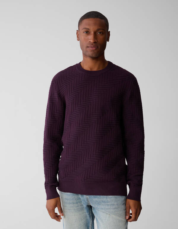 Strukturstrickpullover Dunkelrot SHOEBY MEN