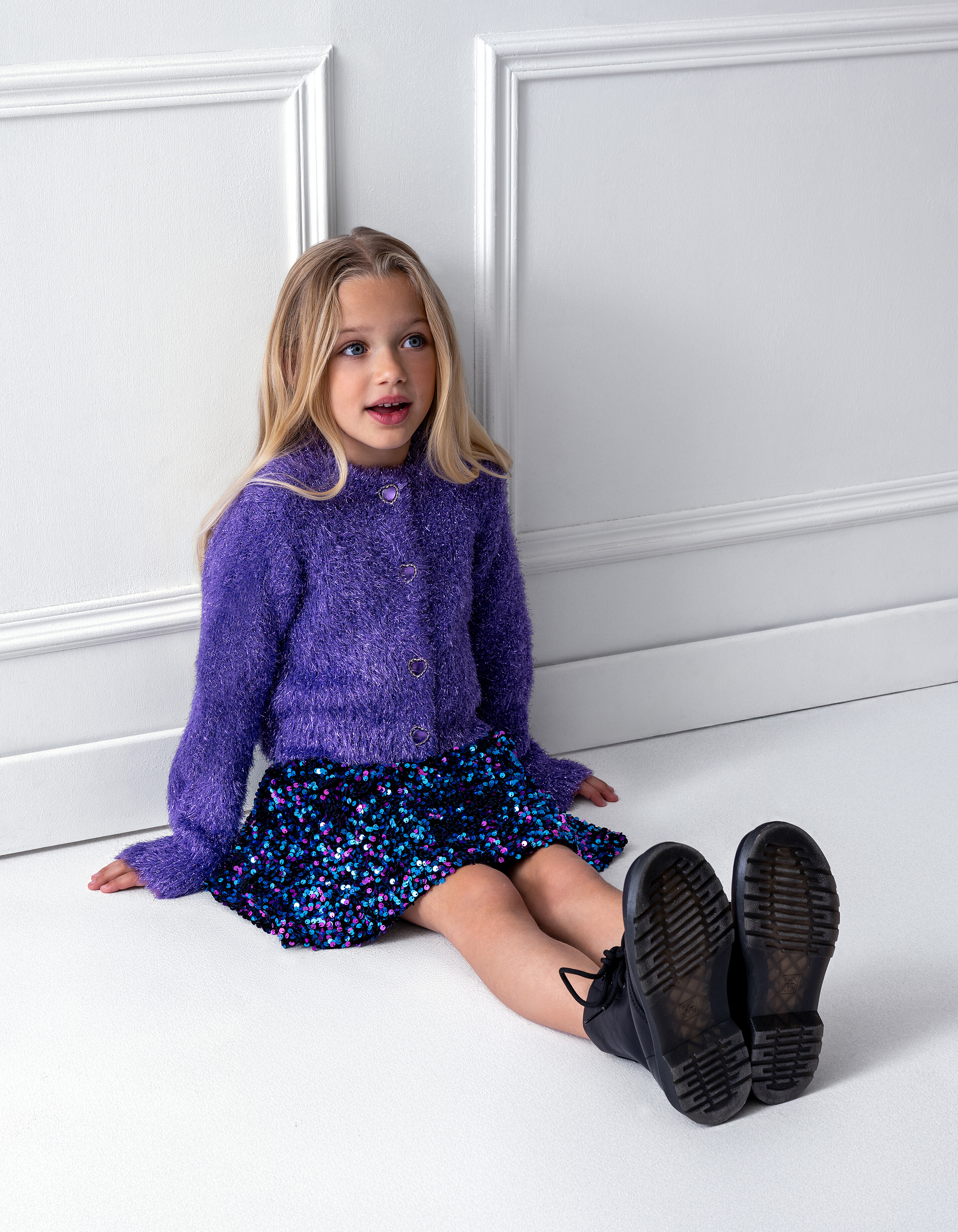 Flauschige Glitzerstrickjacke Lila SHOEBY GIRLS